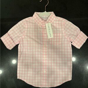 **NEW WITH TAGS** Janie and Jack Light Pink Checkered Button Down Shirt